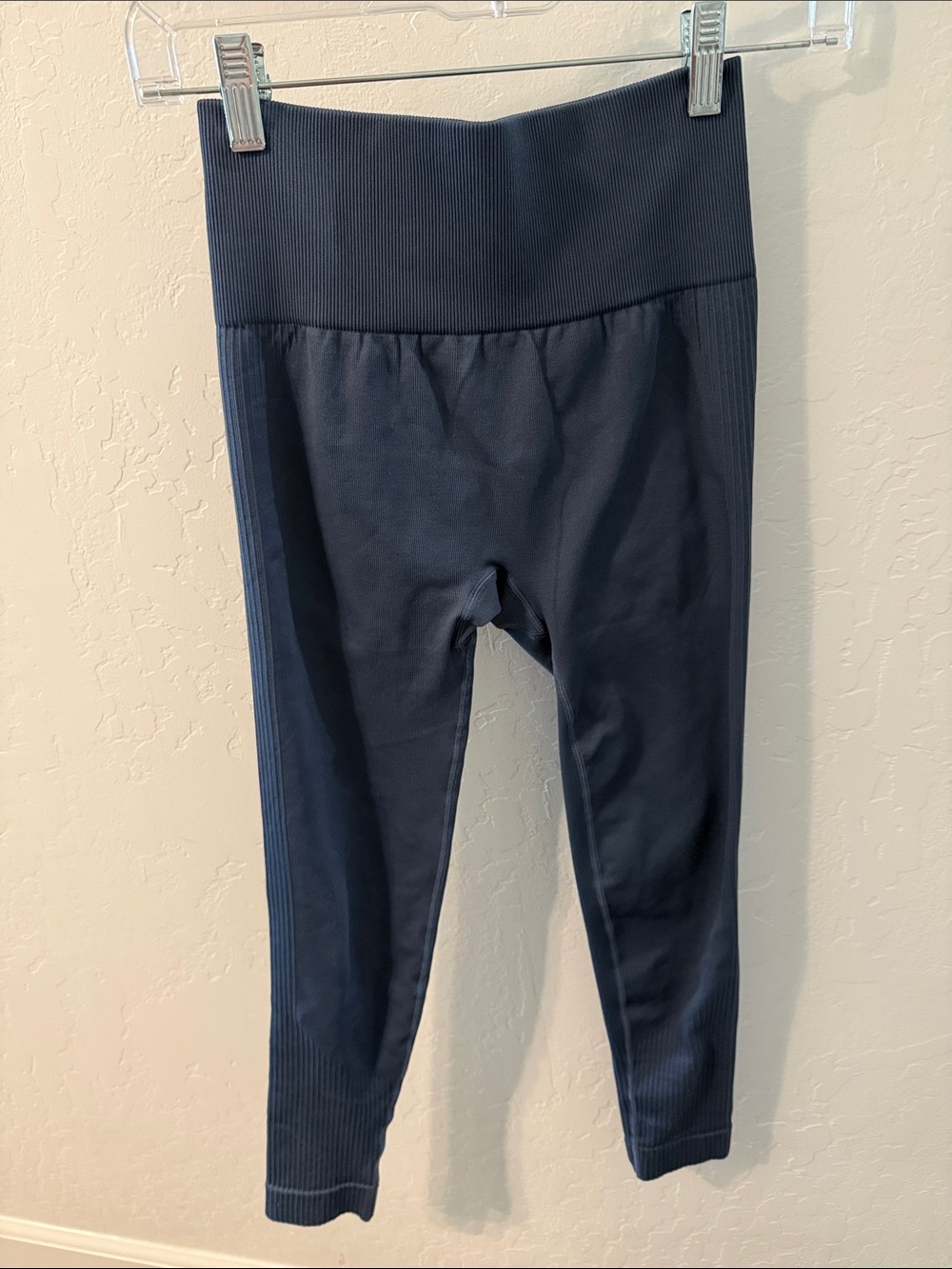 Kids Navy High-Waist Ribbed Leggings